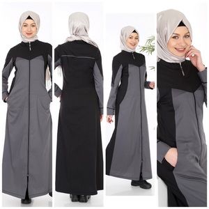 Maxi dress Muslim clothes abaya black gray turkey